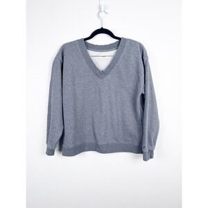 Pact Women's V Neck Pullover Sweatshirt Gray Sz‎ L